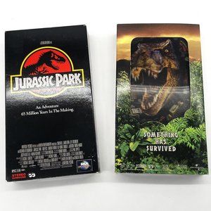 (2) Jurassic Park (original) & The Lost World w/ Hologram Dinosaur VHS Movies